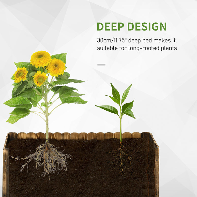 Outsunny 70L Raised Garden Bed, Wooden Rectangle Planter Box, Outdoor Herb Vegetable Flower Pot (80L x 33W x 30H cm)--ChewyGames-ChewyGames