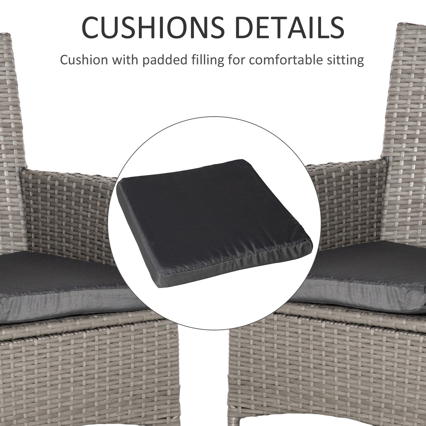 Outsunny Set of Four Rattan Armchairs, with Cushions - Grey
