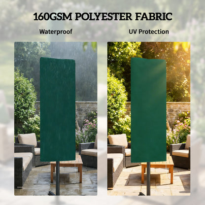 Outsunny Garden Parasol Cover, Outdoor Patio Umbrella Protector Weatherproof Garden Patio for 2-4.6m Parasol, Dark Green