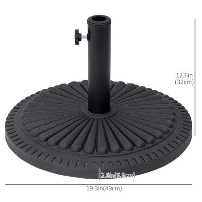 Outsunny 14kg Round Cement Parasol Base Umbrella Weight Stand Holder Fits Φ35mm,Φ38mm,Φ48mm Pole for Patio Outdoor Garden - Black