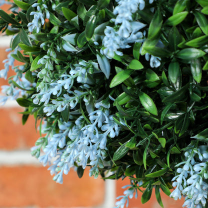 HOMCOM Set of 2 Artificial Plant Topiary Balls, UV-protected Fake Decorative Plants, Blue