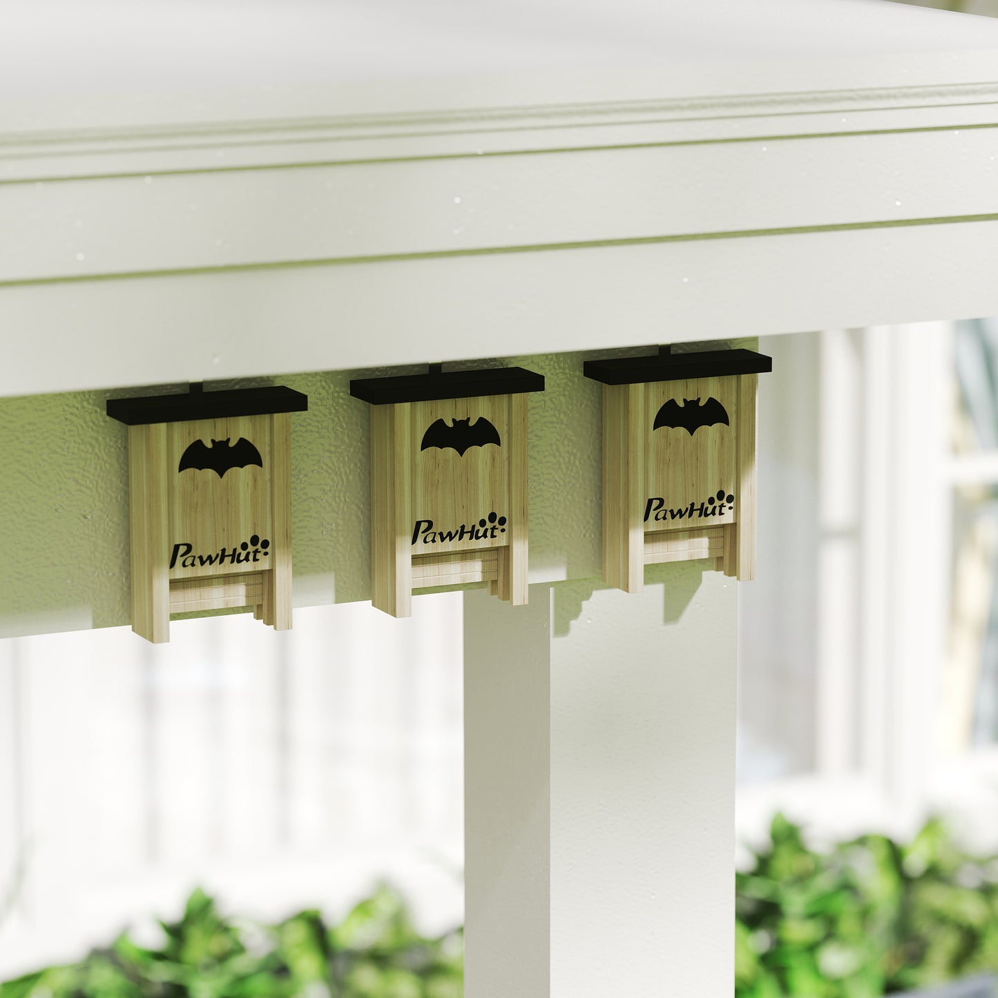 PawHut 3PCs Wooden Bat Boxes, Bat Houses Designed to Attract Bats & Easy to Hang for Outdoor, Garden, Farm, 18 x 6 x 22.5 cm--ChewyGames-ChewyGames