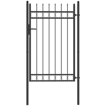 Outsunny Galvanised Steel Garden Gate, Outdoor Fence Gate Security Barrier with Lock, Keys and Handle, Outdoor Entrance Way Door with Classic Finials, 105 x 204 cm, Black--ChewyGames-ChewyGames