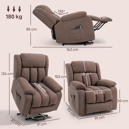 HOMCOM Power Lift Recliner Chair with Vibration Massage, Lift Chair for Elderly with Footrest, Remote, Side Pocket, Dark Brown