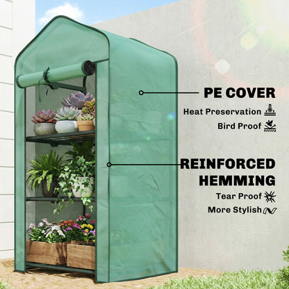 Outsunny Three-Tier Mini Greenhouse - Green