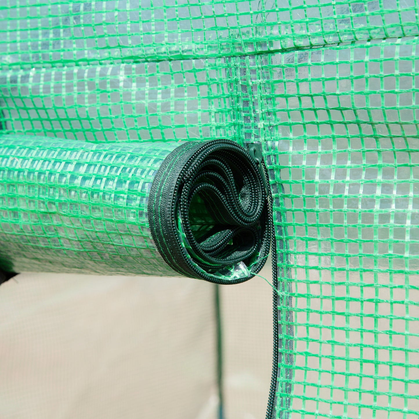 Outsunny Walk-in Polytunnel Greenhouse, Outdoor Garden Tunnel Greenhouse Tent with Zipped Roll-Up Door and 6 Mesh Windows, 4 x 3M--ChewyGames-ChewyGames