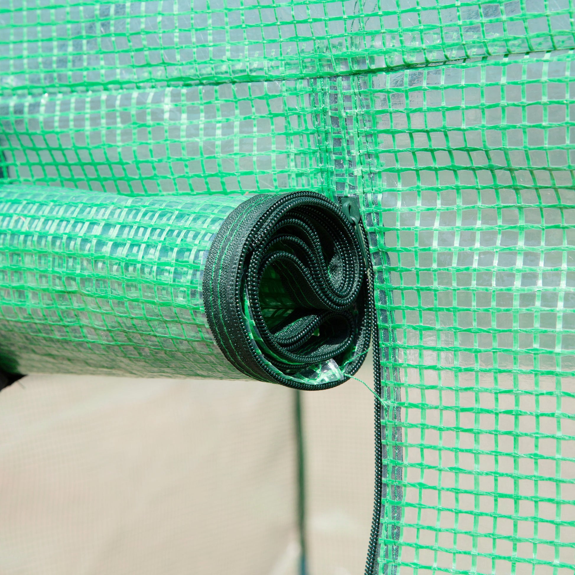 Outsunny Walk-in Polytunnel Greenhouse, Outdoor Garden Tunnel Greenhouse Tent with Zipped Roll-Up Door and 6 Mesh Windows, 4 x 3M--ChewyGames-ChewyGames