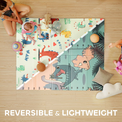 AIYAPLAY Dinosaur-Themed Baby Plat Mat Double Sided, Foldable, Water-Resistant for Outdoor/Indoor, 177 x 146 x 1.5cm--ChewyGames-ChewyGames