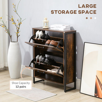 HOMCOM 12-Shoe, Two-Door Storage Cabinet - Wood-Effect--ChewyGames-ChewyGames