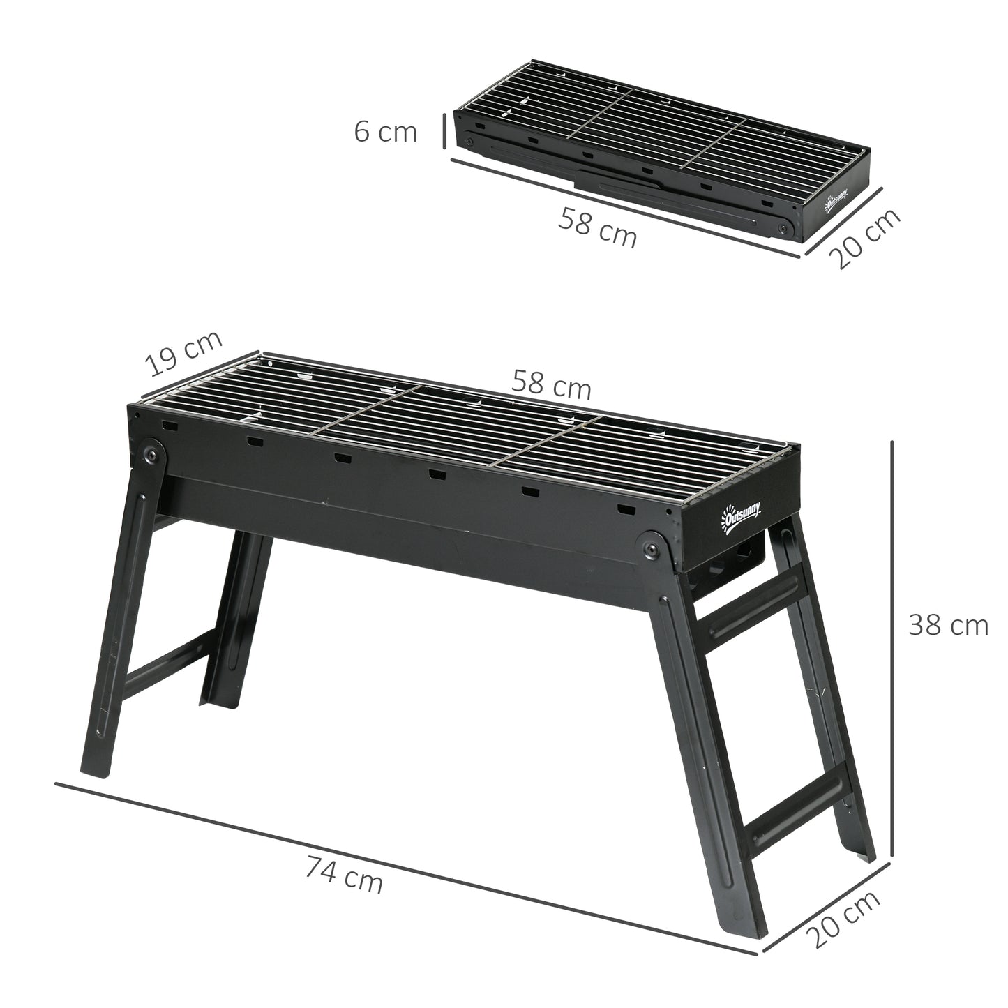 Outsunny Foldable Charcoal Grill - Black