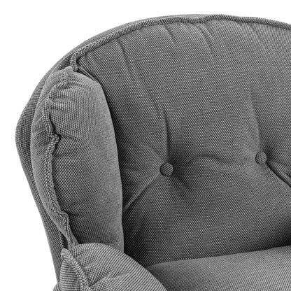 HOMCOM Armchair with Adjustable Footstool, 360° Swivel Chenille Cloud Accent Chair with Thick Cushion, Steel Base, Grey