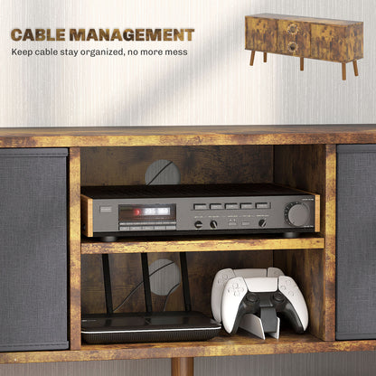 HOMCOM TV Cabinet Stand Unit for TVs up to 50'' with Foldable Drawers, Entertainment Centre for Living Room Rustic Brown--ChewyGames-ChewyGames