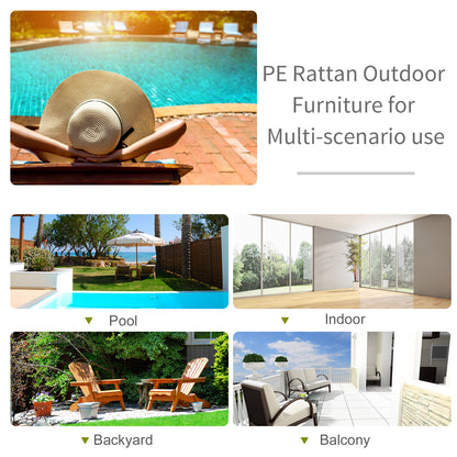 Outsunny Folding Sun Lounger, PE Rattan Garden Lounger Chair with Soft Padded Cushion, Ergonomic Curved Design Sun Bed for Balcony, Garden, Brown