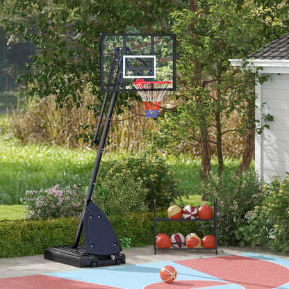 SPORTNOW 2.4-2.9m Adjustable Basketball Hoop and Stand with Weighted Base, Portable on Wheels, Black