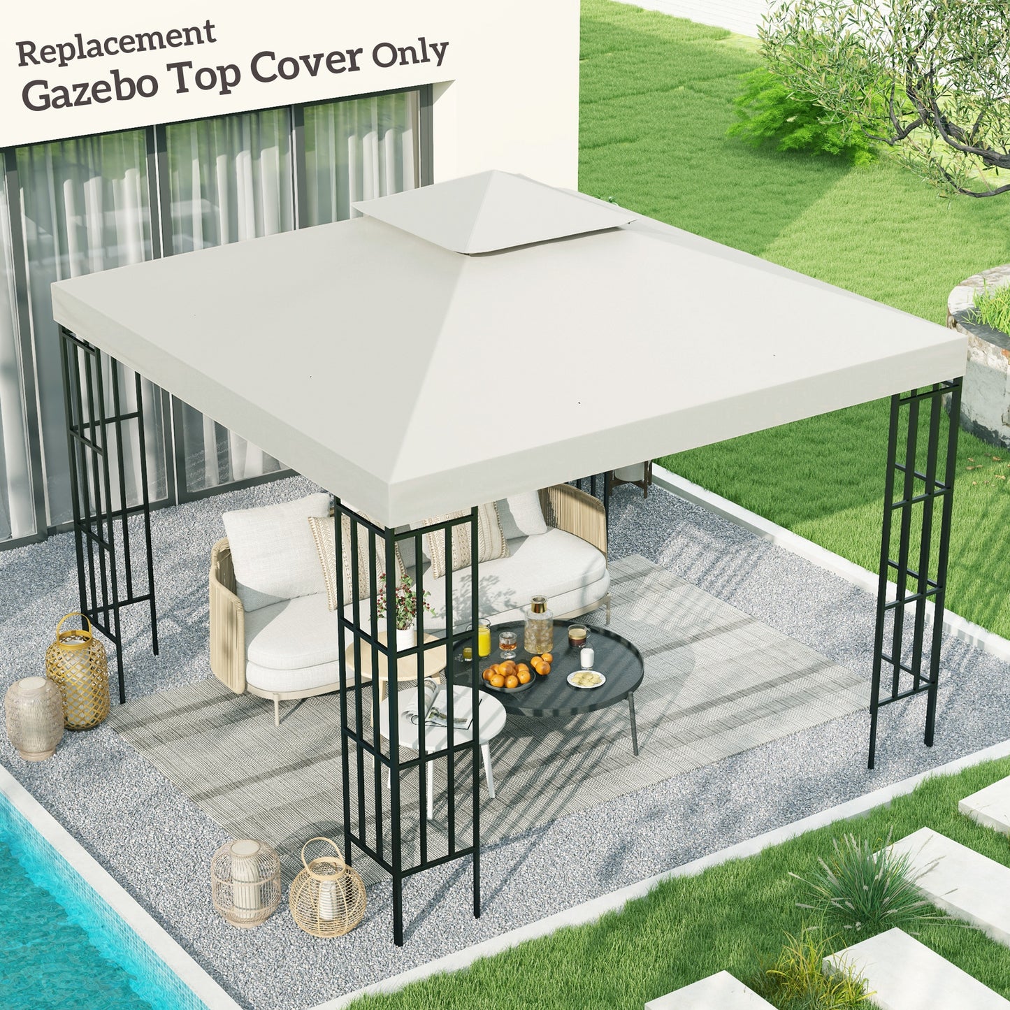 Outsunny 3 x 3 m Replacement Gazebo Canopy - Cream White