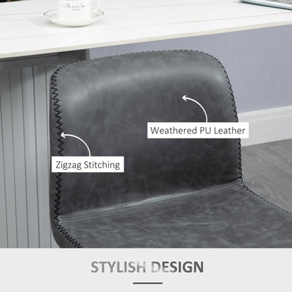 HOMCOM Bar Stools Set of 2, PU Leather Barstools with Backrest and Footrest for Kitchen, Counter, Breakfast Bar, Dark Grey