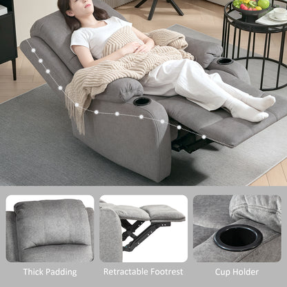 HOMCOM Microfibre Manual Reclining Armchair with 135° Recline Back and Footrest - Grey--ChewyGames-ChewyGames