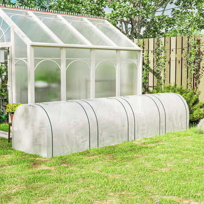 Outsunny 395  x 100 cm Low Tunnel Greenhouse - White