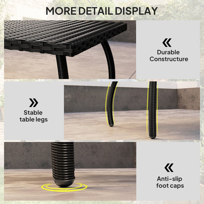 Outsunny PE Wicker Rattan Garden Coffee Table - Black