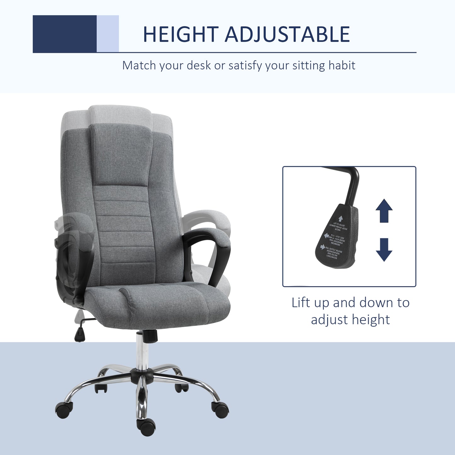 Vinsetto Linen-Look Swivel Office Chair - Dark Grey