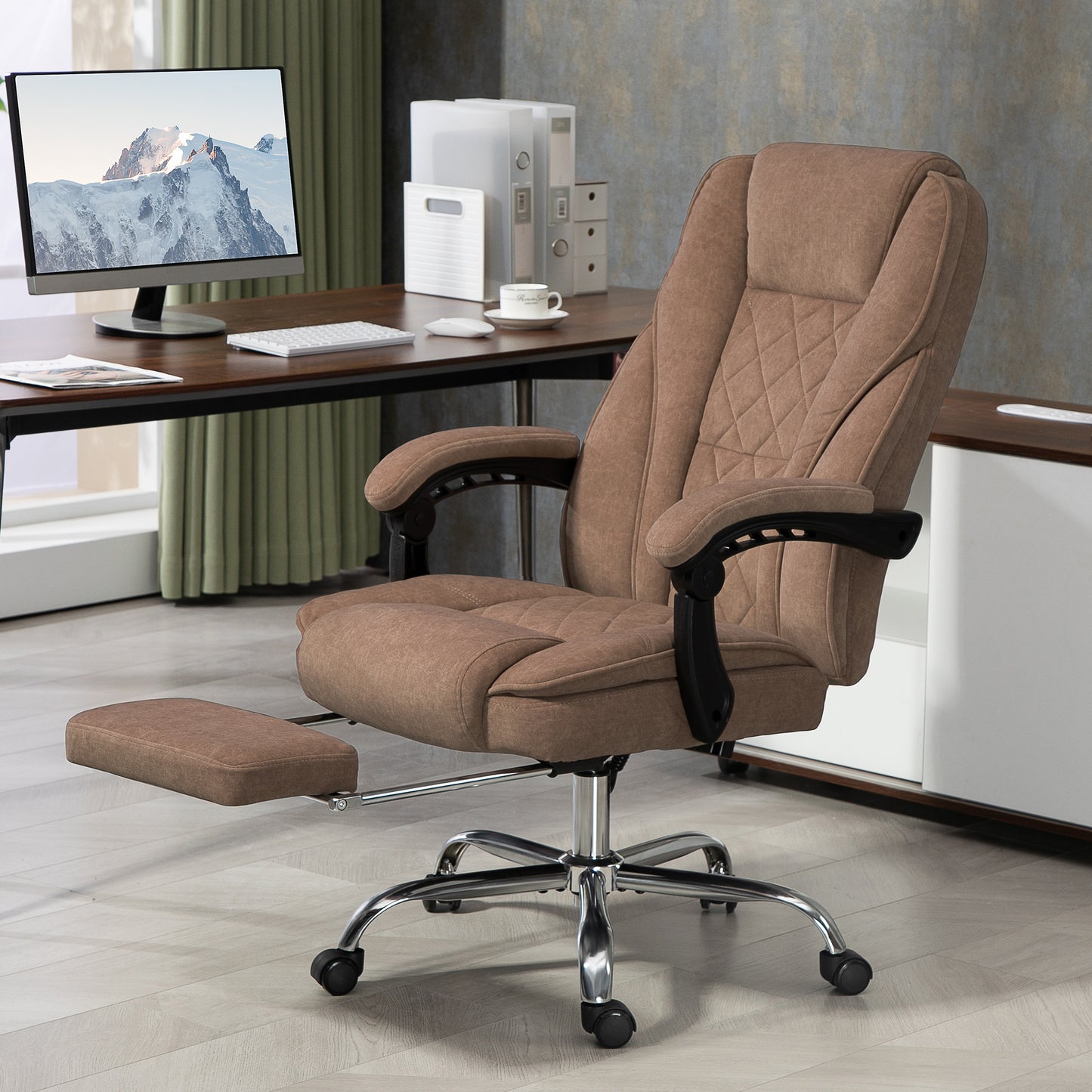 Vinsetto Massage Office Chair, Heated Reclining Computer Chair with Adjustable Height and Footrest, Brown--ChewyGames-ChewyGames
