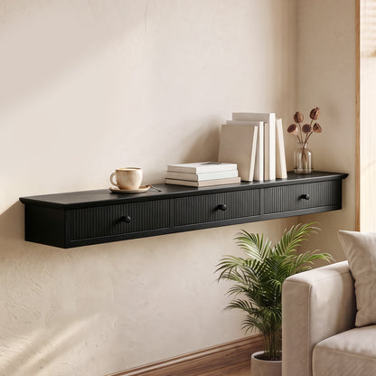 HOMCOM Shelf Wall-Mounted Storage Shelf Shelving Unit MDF 93 x 15 x 10 cm Entryway Kitchen Living Room, Black
