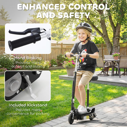 HOMCOM Powered Electric Scooter Ride-On, with Brakes, Adjustable Seat, Adjustable Handlebars, Black