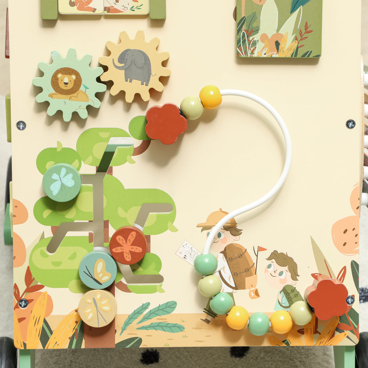 AIYAPLAY Wooden Baby Walker, Push Along Walker Toys with Speed Control, Xylophone, gears and Bead Maze, Green--ChewyGames-AIYAPLAY