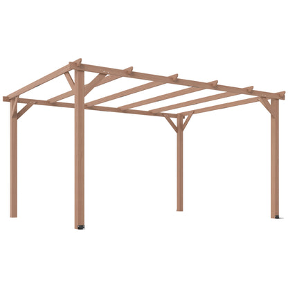 Outsunny 4 x 3 m Wooden Pergola Kit, Garden Pergola Gazebo Grape Trellis with Triangle Supports, 6 Beams, Maple Wood-effect