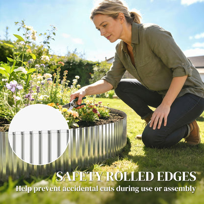 Outsunny Metal Garden Edging Border, 8 in x 21.3 ft Corrugated Heavy Duty Galvanised Steel Lawn Edging, Silver Tone--ChewyGames-ChewyGames
