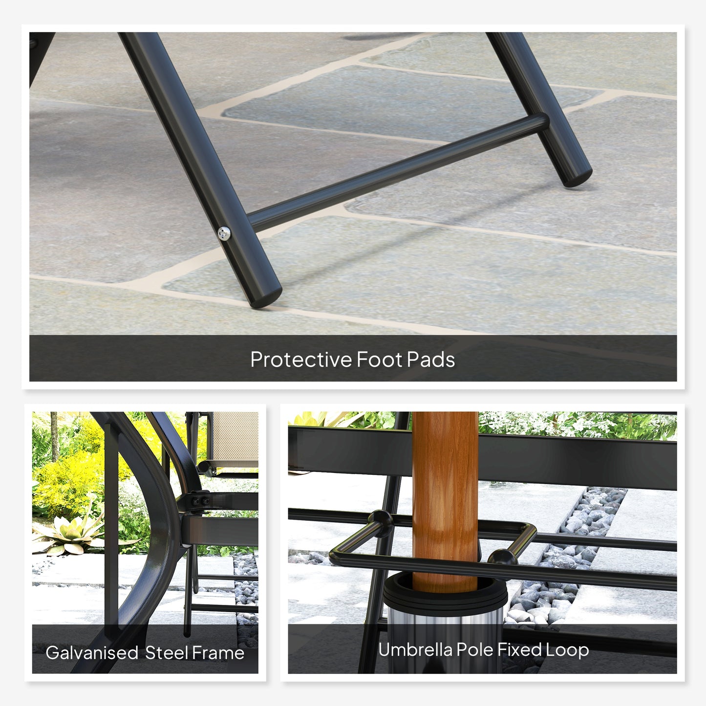 Outsunny Five-Piece Steel Frame Patio Set - Khaki/Black