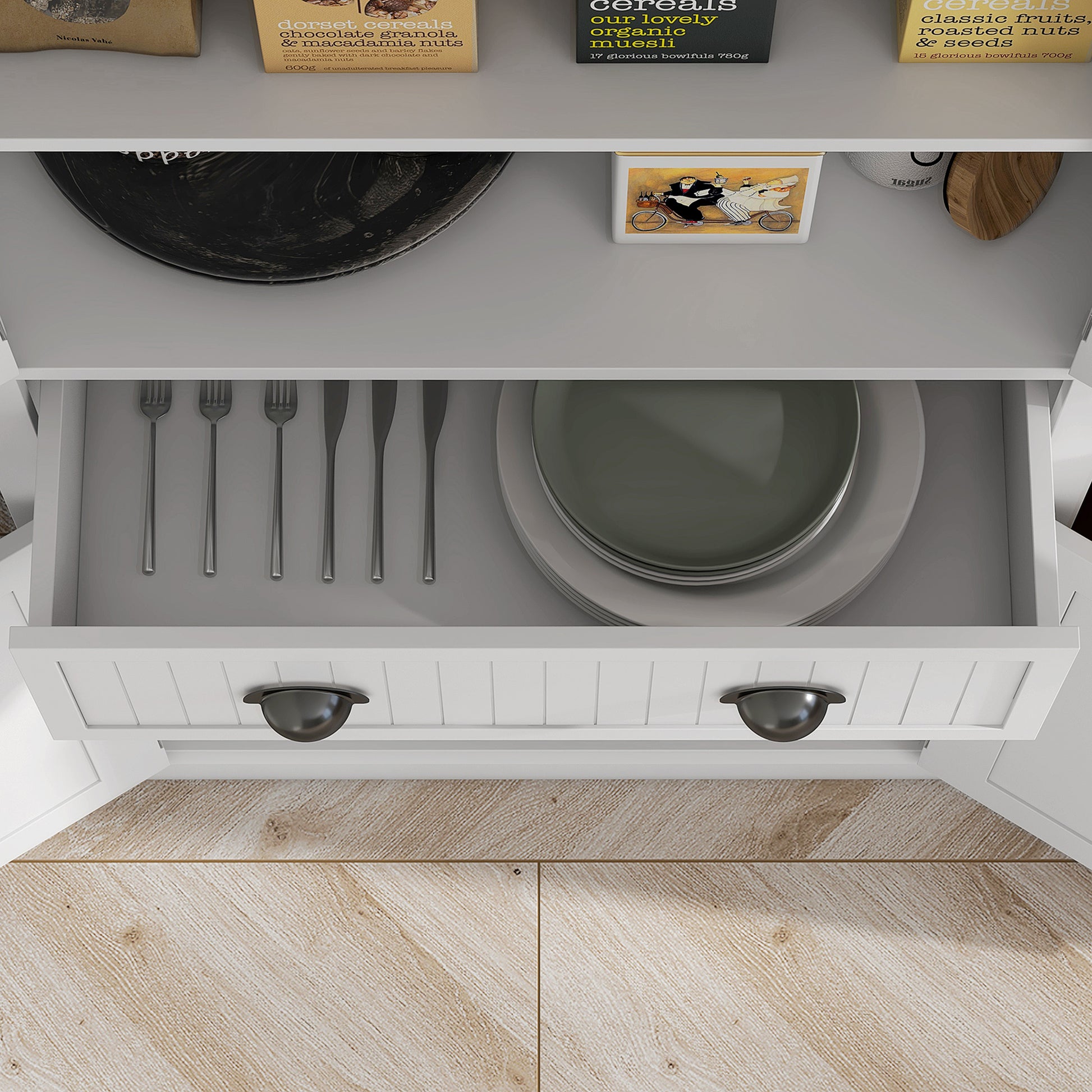 HOMCOM Kitchen Storage Cabinet with Drawer and Adjustable Shelves - White-Tall Kitchen Cabinets-ChewyGames-ChewyGames