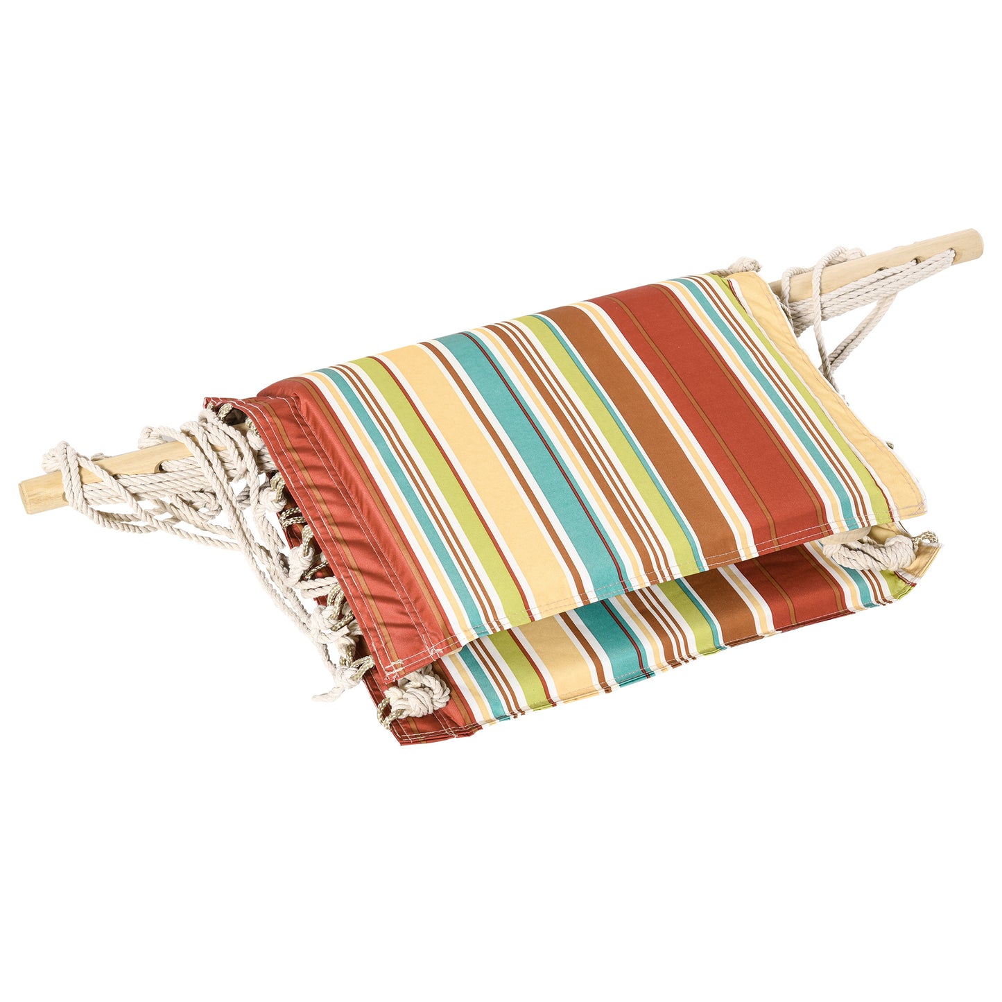 Outsunny Hanging Hammock Chair Swing Chair Thick Rope Frame Safe Wide Seat Indoor Outdoor Home, Patio, Yard, Garde Spot Stylish Multi-Color Stripe--ChewyGames-ChewyGames