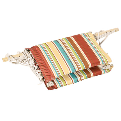 Outsunny Hanging Hammock Chair Swing Chair Thick Rope Frame Safe Wide Seat Indoor Outdoor Home, Patio, Yard, Garde Spot Stylish Multi-Color Stripe--ChewyGames-ChewyGames