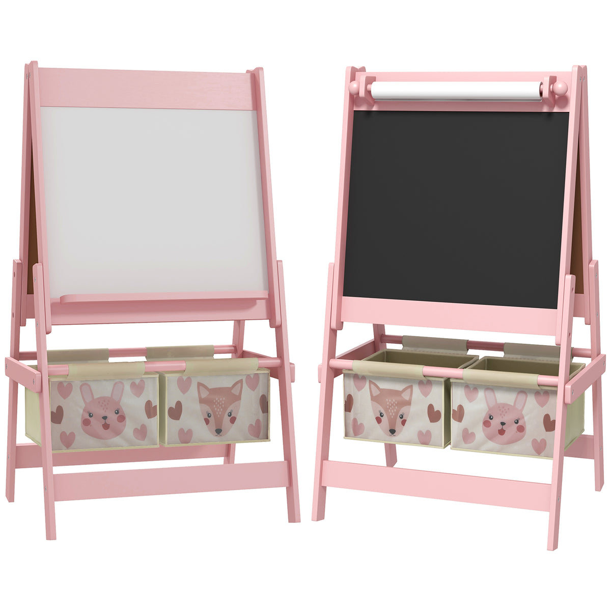 AIYAPLAY Three-In-One Kids Easel with Paper Roll, Art Easel, with Storage - Pink--ChewyGames-AIYAPLAY