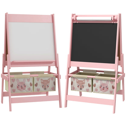 AIYAPLAY Three-In-One Kids Easel with Paper Roll, Art Easel, with Storage - Pink--ChewyGames-AIYAPLAY