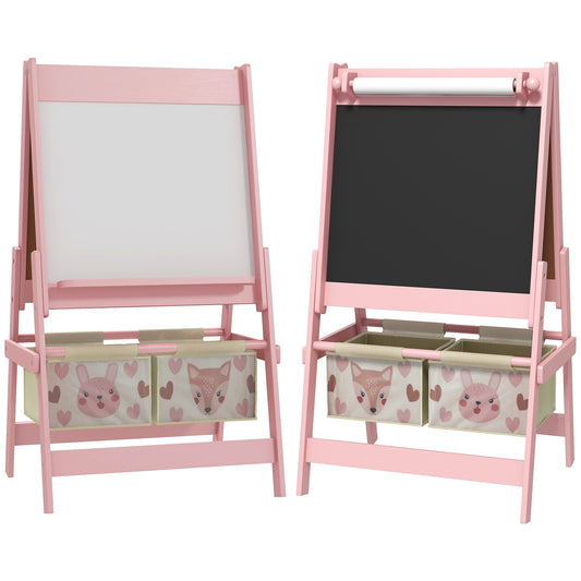 AIYAPLAY Three-In-One Kids Easel with Paper Roll, Art Easel, with Storage - Pink--ChewyGames-AIYAPLAY