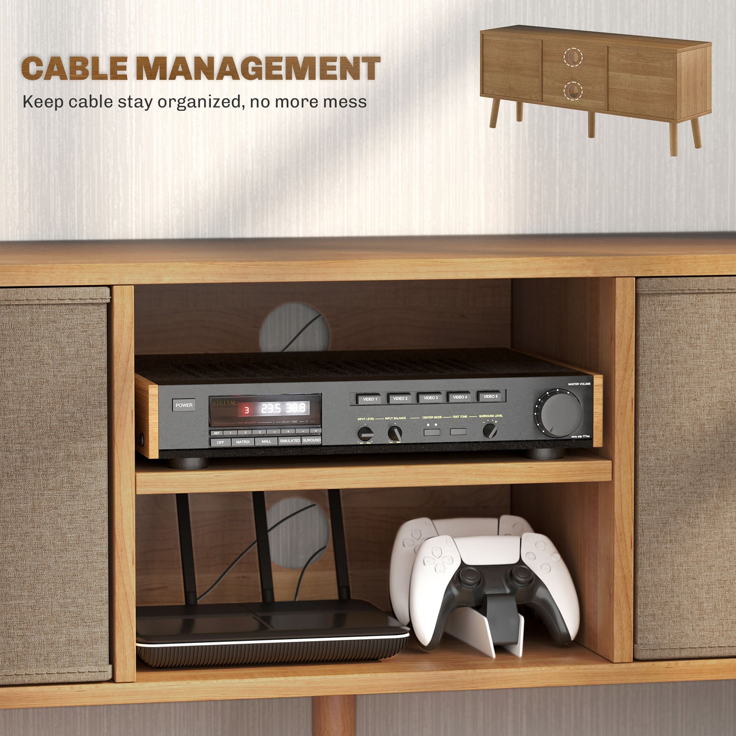 HOMCOM TV Cabinet Stand Unit for TVs up to 50'' with Foldable Drawers, Entertainment Centre for Living Room Brown--ChewyGames-ChewyGames