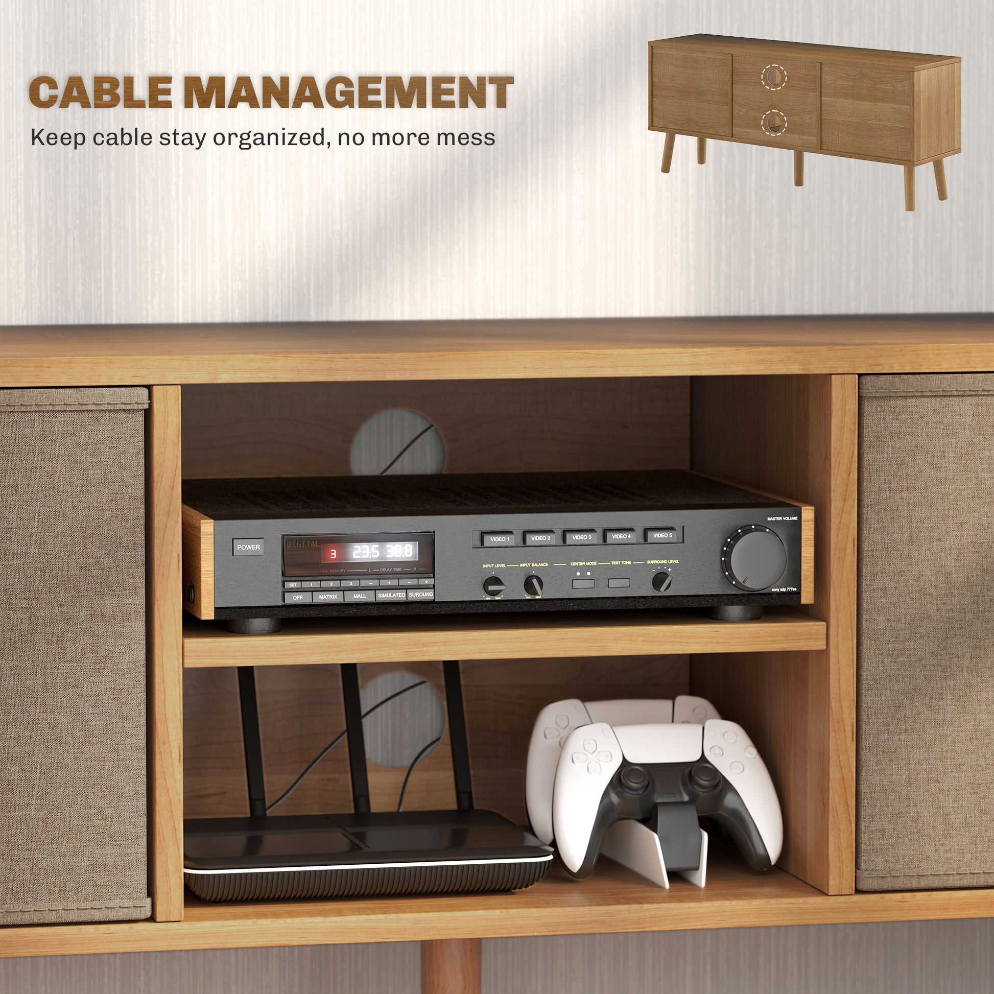 HOMCOM TV Cabinet Stand Unit for TVs up to 50'' with Foldable Drawers, Entertainment Centre for Living Room Brown--ChewyGames-ChewyGames