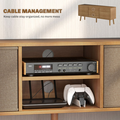 HOMCOM TV Cabinet Stand Unit for TVs up to 50'' with Foldable Drawers, Entertainment Centre for Living Room Brown--ChewyGames-ChewyGames