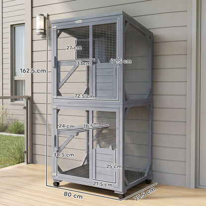 PawHut Movable Outdoor Catio with Resting Box, 3 Jumping Platforms, Waterproof Asphalt Roof for Outdoor Indoor