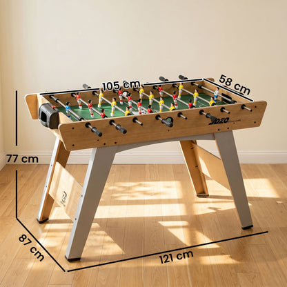 SPORTNOW 4ft Table Football, Foosball Game Table with 22 Players, 2 Balls and Manual Scorers for Family, Natural Wood Finish