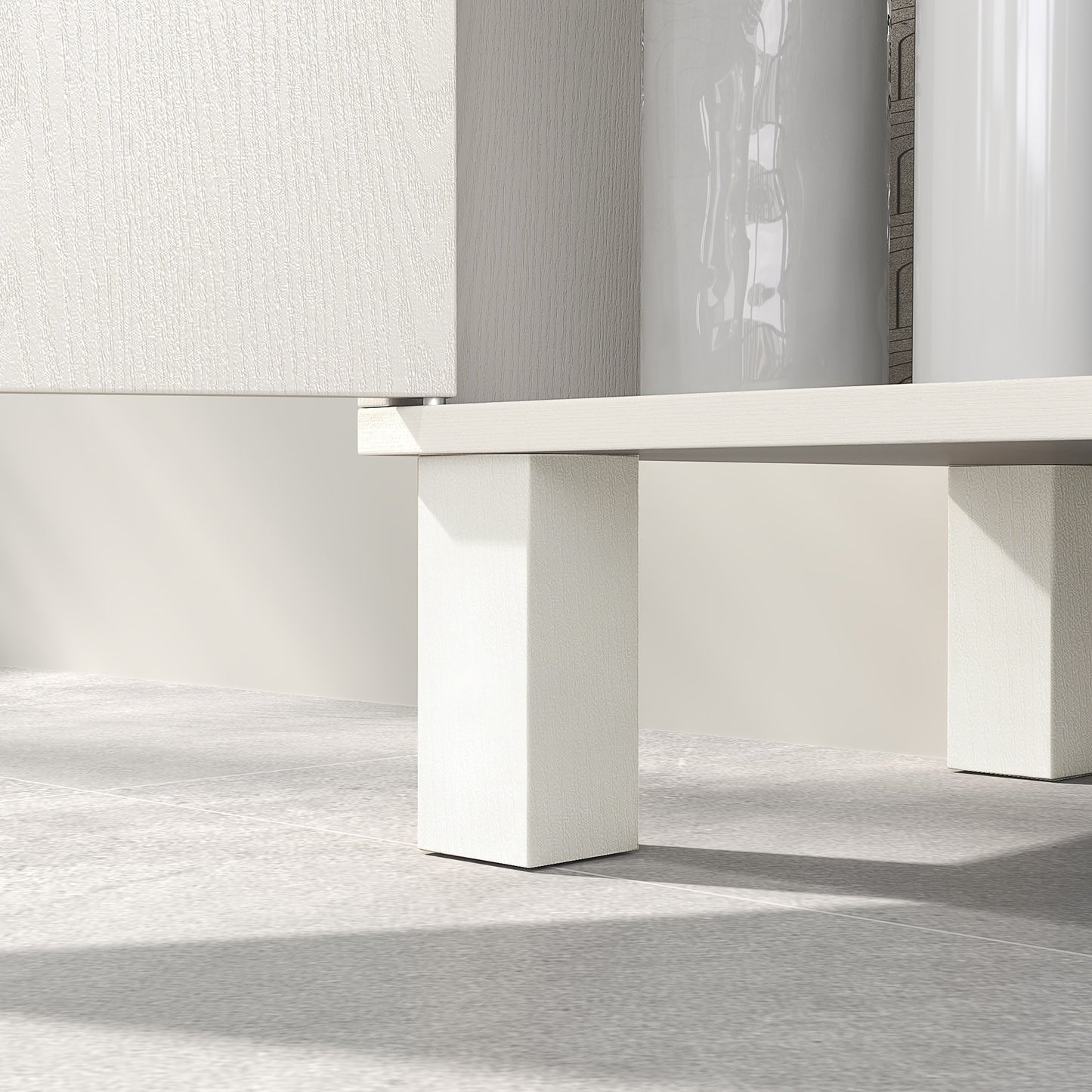 HOMCOM Under Sink Cabinet for Basin without Pedestal - Cream White
