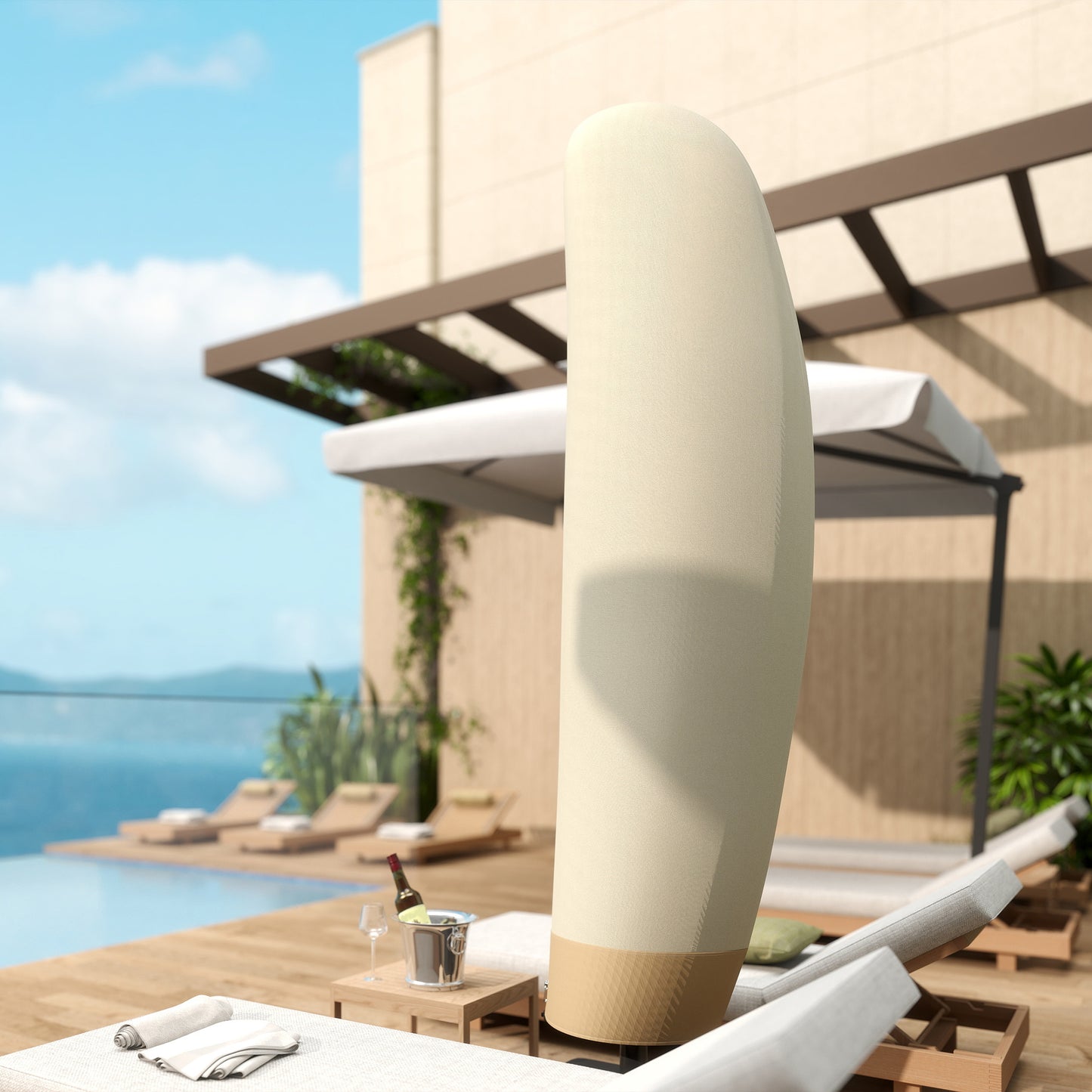 Outsunny Parasol Cover, 600D Oxford Cantilever Umbrella Cover Fit for 2-4m Parasol, Banana Umbrella Protector with Zipper for Outdoor Garden, Patio, White