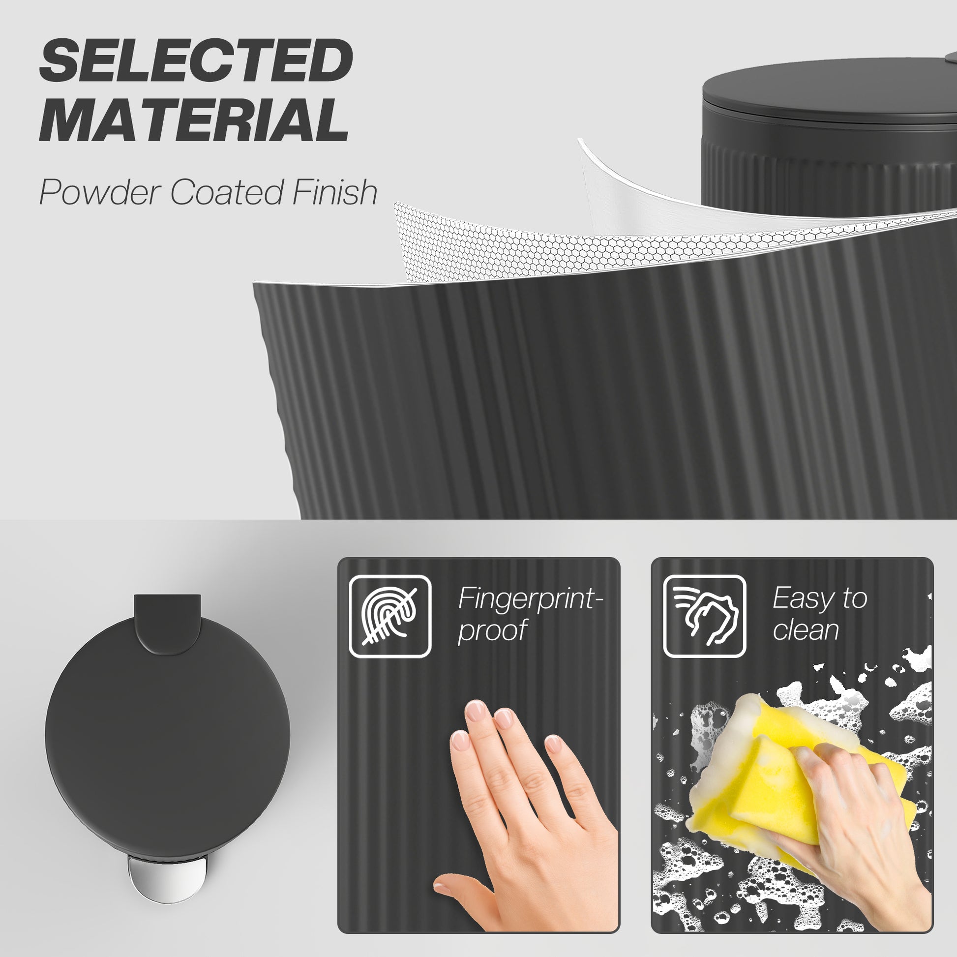 HOMCOM Kitchen Bin, 30 Litre Pedal Rubbish Bin with Removable Bucket, Black--ChewyGames-ChewyGames