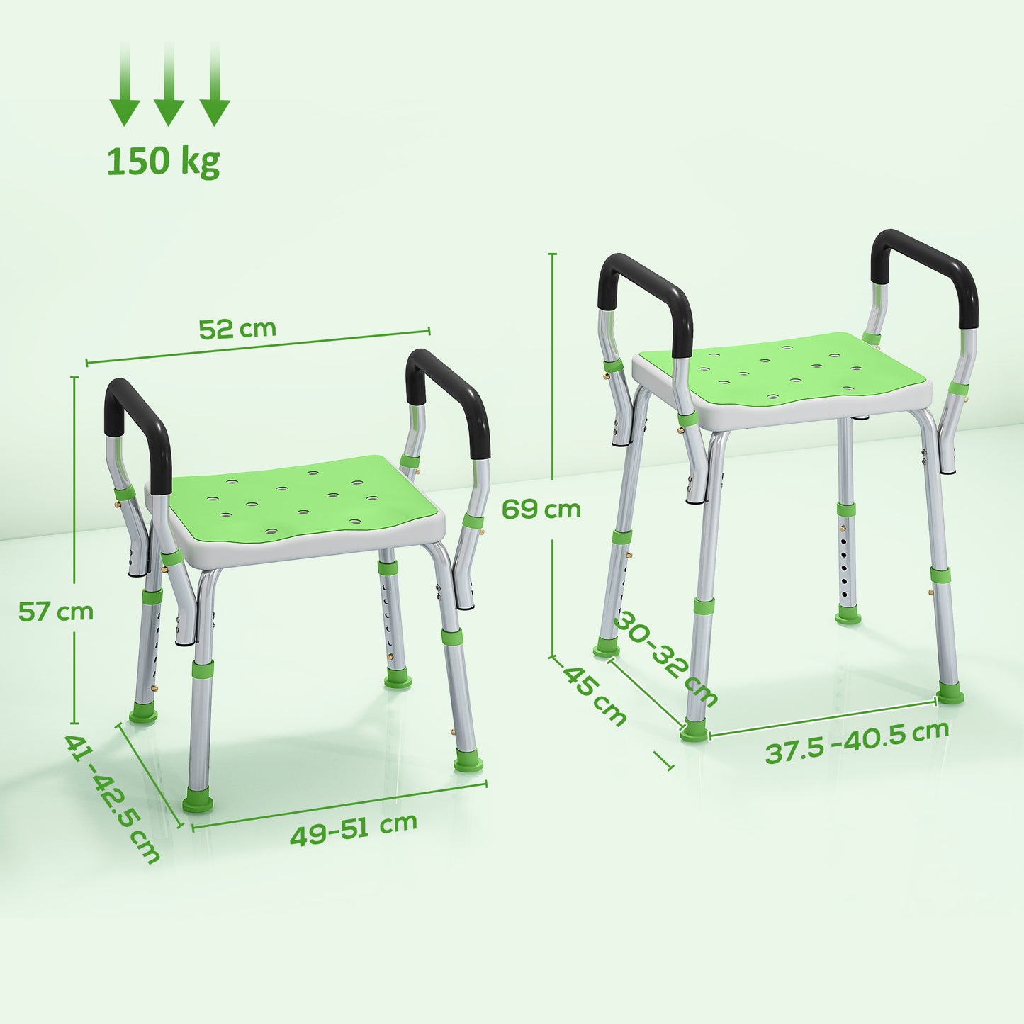 HOMCOM 57-69cm Aluminium Frame Bath Seat