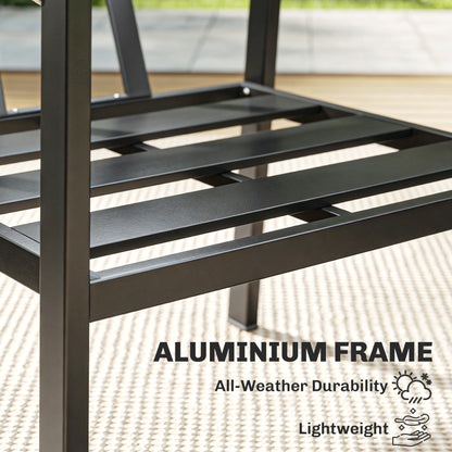 Outsunny Aluminium Garden Furniture Set, 4 Seater Outdoor Patio Furniture with Loveseat, 2 Armchairs, Slatted Table