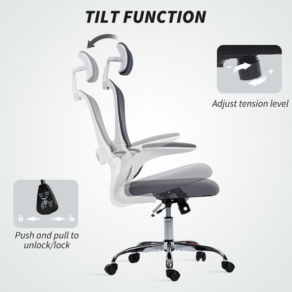 HOMCOM Mesh Back Office Chair, with Lumbar Support - Charcoal Grey