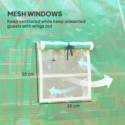 Outsunny 4 x 3 m Polytunnel Greenhouse, with Windows and Doors - Green