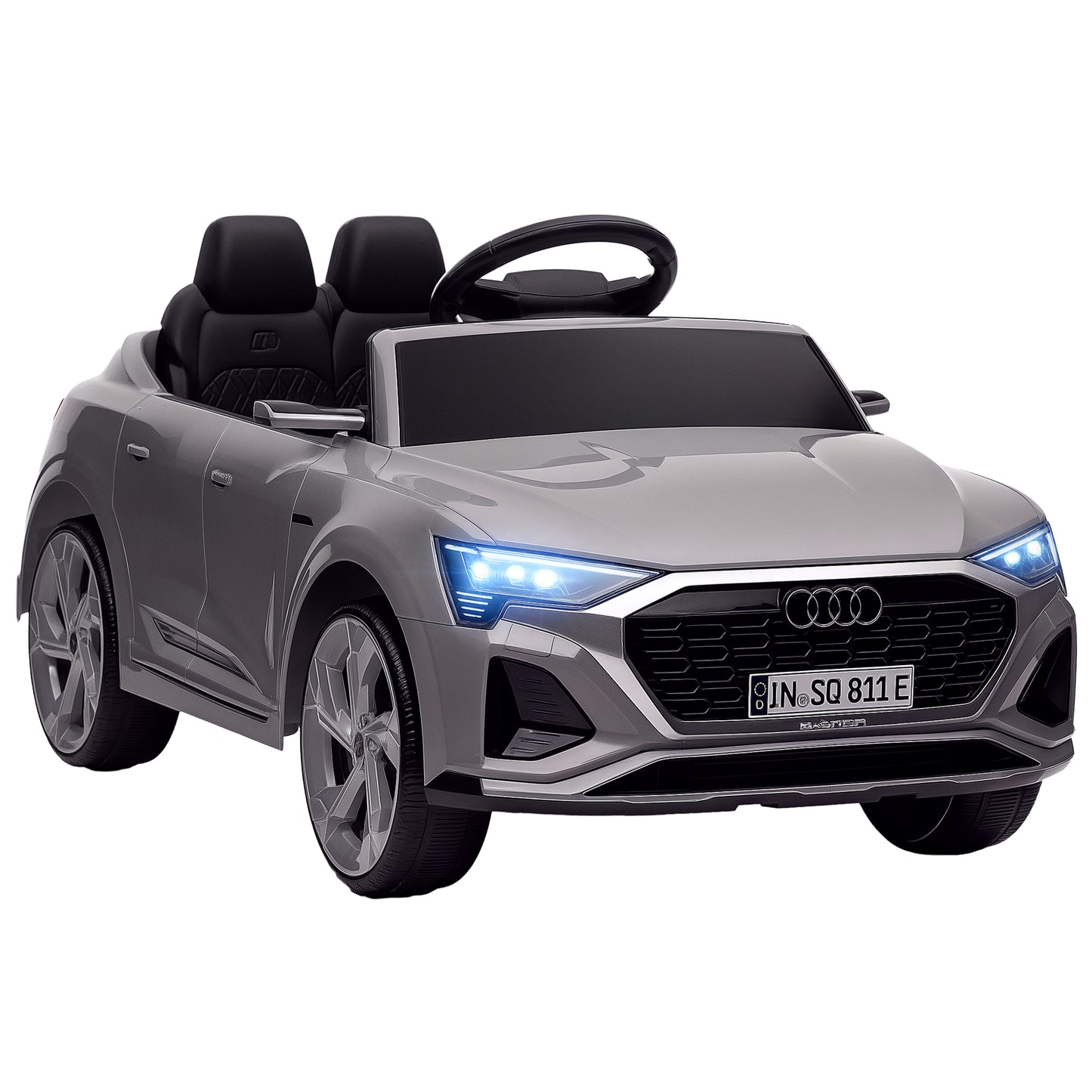AIYAPLAY Audi Q8 e-tron Sportback Licensed 12V Ride on Car w/ Remote, 4 Spring Suspension Wheels, Headlamps, Music, Horn - Grey